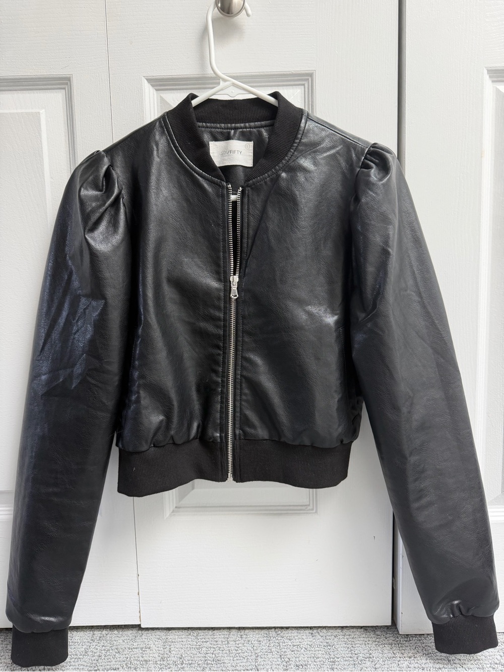 Six Fifty Black Faux Leather Bomber Jacket - Women